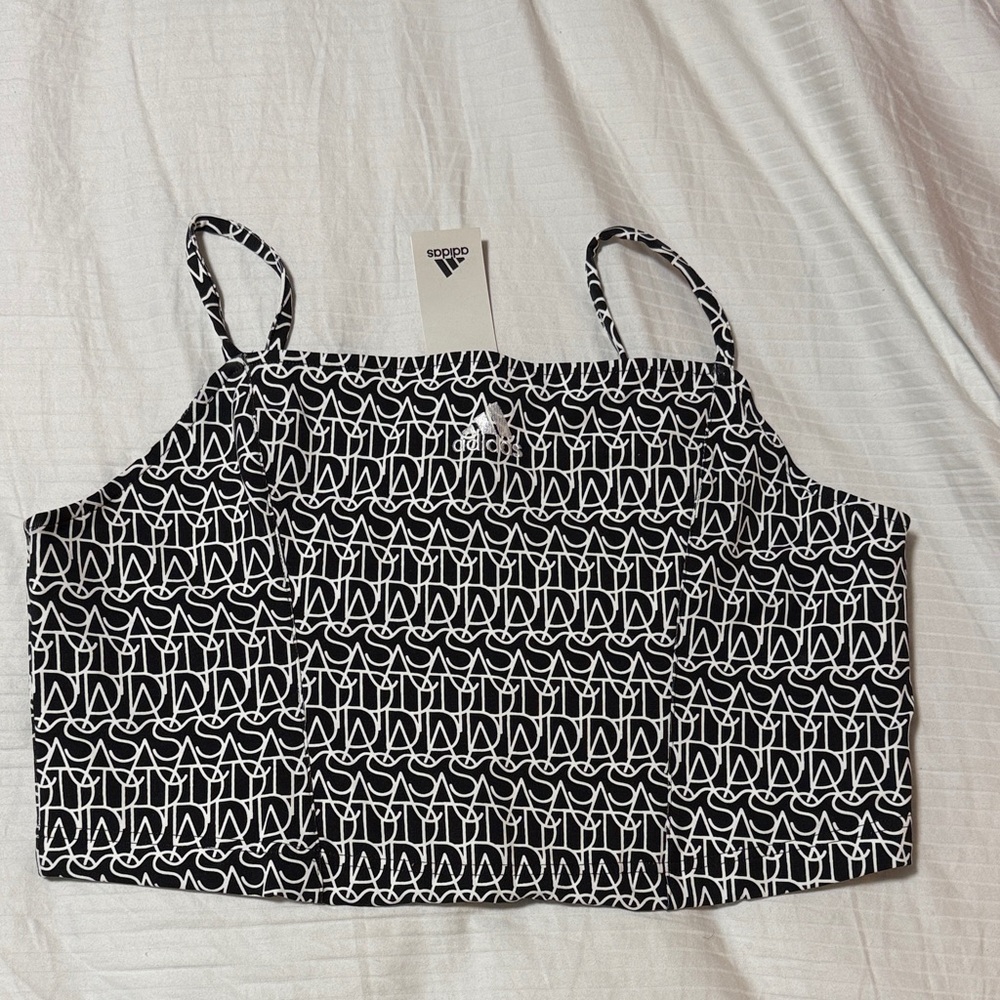 Adidas Women's Black and White Crop Top